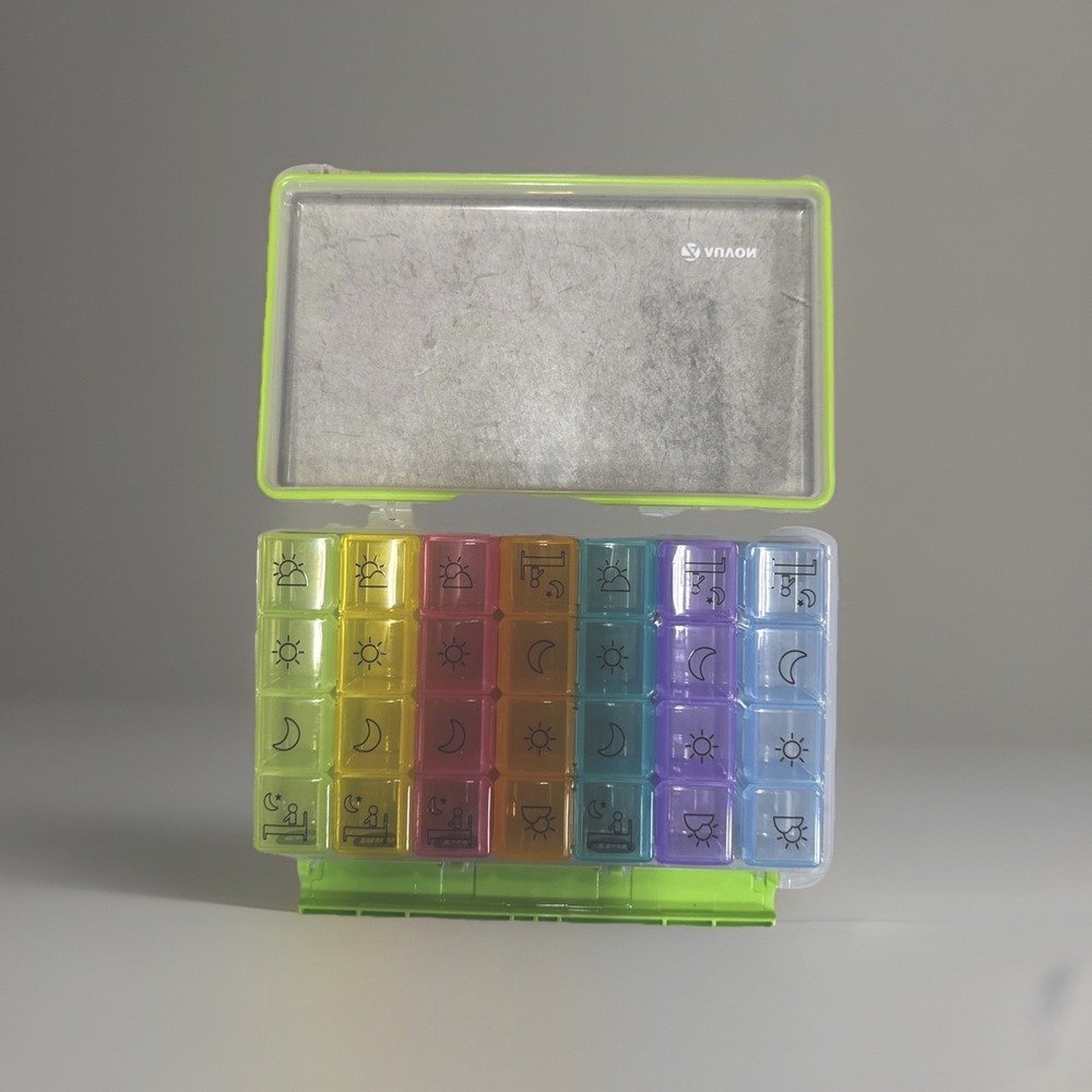 AUVON iMedassist Weekly AM/PM Pill Box 2nd Gen Portable Travel Pill Organizer